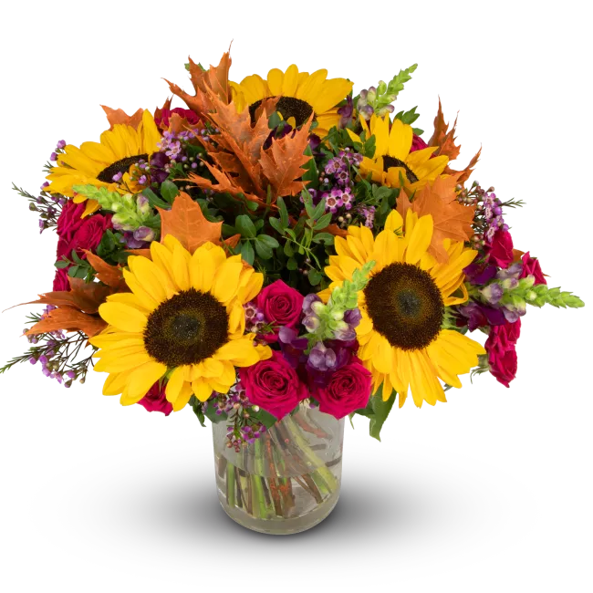 Autumn bouquet with sunflowers
